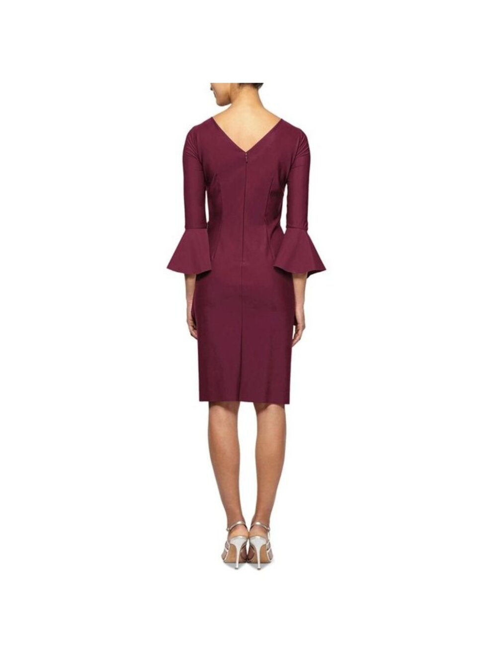 🆕ALEX EVENINGS Bell Sleeve Wrap Dress Wine Plum Burgundy 8 - Picture 2 of 9